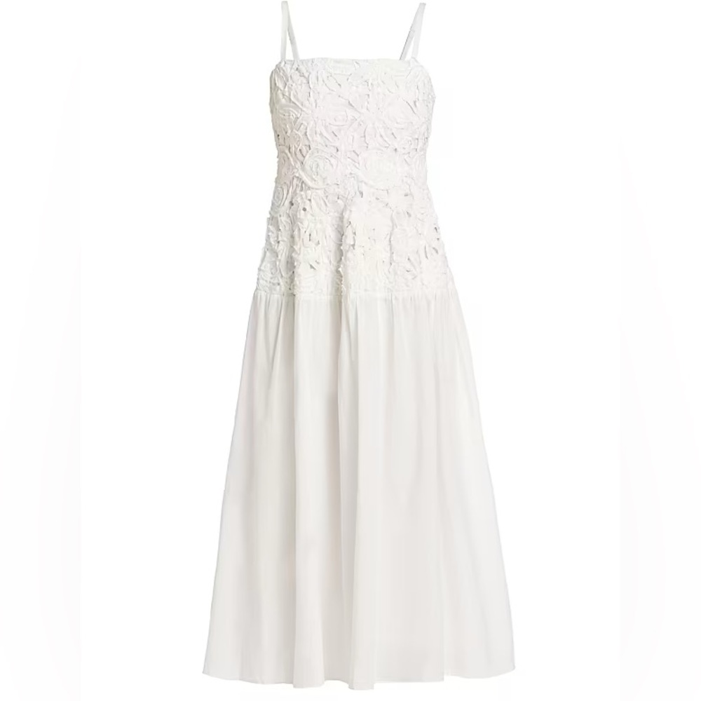 SIMKHAI WHITE Floral Embroidered Strap Maxi Dress - Picture 4 of 10